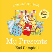 Set of five baby board books from the It's Mine, My Presents, ABC Zoo, Farm 123 collection by Rod Campbell, featuring colorful animal illustrations.