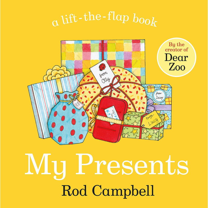 Set of five baby board books from the It's Mine, My Presents, ABC Zoo, Farm 123 collection by Rod Campbell, featuring colorful animal illustrations.