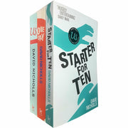 Three paperback books from the Us & Starter for Ten & One Day collection by David Nicholls, published by Hodder Paperbacks.