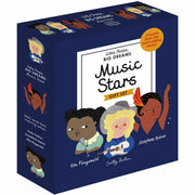 Hardcover book cover of "Little People, BIG DREAMS: Music Stars" by Maria Isabel Sanchez Vegara, featuring vibrant illustrations.