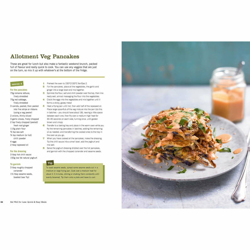 Paperback book titled "Eat Well for Less" by Jo Scarratt-Jones, featuring quick and easy meal recipes on the cover.