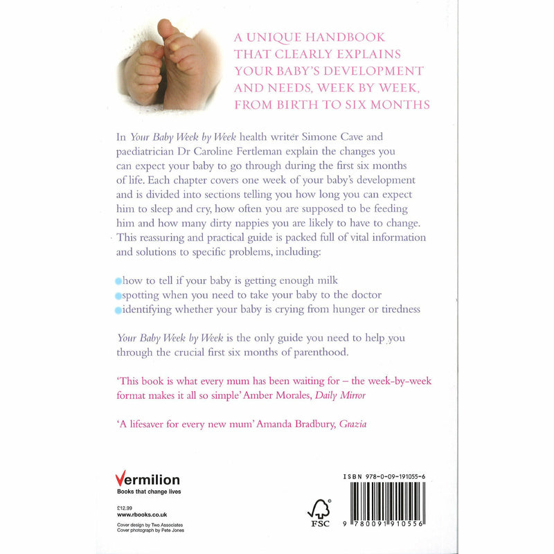 Cover of "Your Baby Week by Week" paperback book by Simone Cave, featuring a caring mother and baby illustration.