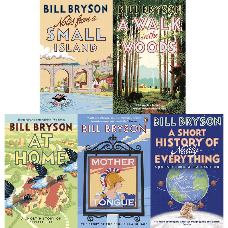 Paperback book set of "Notes From A Small Island" by Bill Bryson, part of Black Swan/Penguin collection, featuring three non-fiction titles.