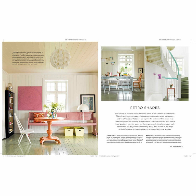 Hardcover book titled "Decorating With a Vibrant Modern Palette" by Antonia af Petersens, featuring colorful interior pages.
