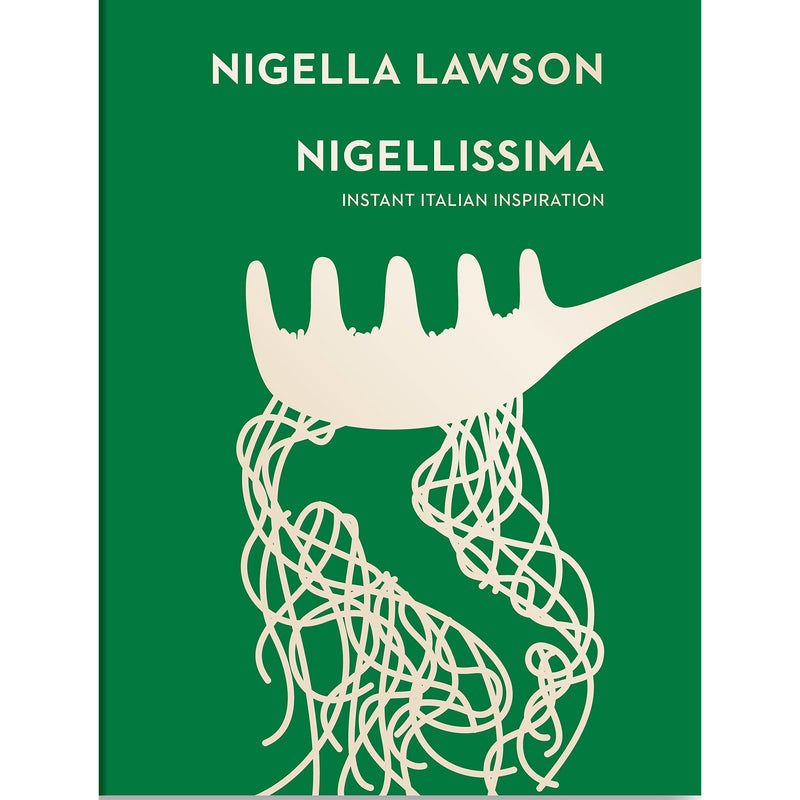 Hardcover book titled Nigellissima: Instant Italian Inspiration by Nigella Lawson, part of the Nigella Collection, featuring Italian recipes.