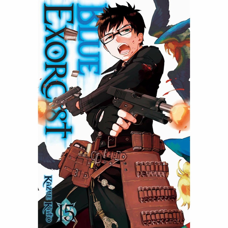 Blue Exorcist 5-book collection set by Kazue Kato featuring paperback editions from VIZ Media LLC, showcasing colorful cover art.