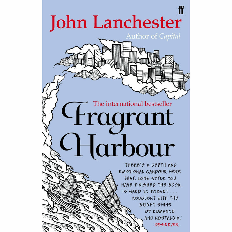 Four paperback books by John Lanchester, including The Wall, Capital, Mr Phillips, and Fragrant Harbour, from Faber & Faber.