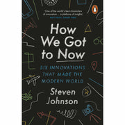 Paperback copy of "How We Got to Now" by Steven Johnson, a non-fiction book on innovations that shaped the modern world.