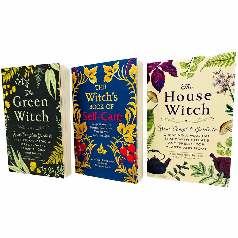Set of three Arin Murphy-Hiscock books including The Green Witch, The Witch's Book of Self-Care, and The House Witch by Adams Media