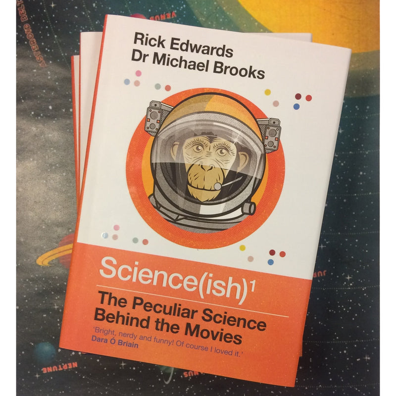 Hardcover of "Science(Ish): The Peculiar Science Behind the Movies" by Rick Edwards and Dr. Michael Brooks, showing the book cover.