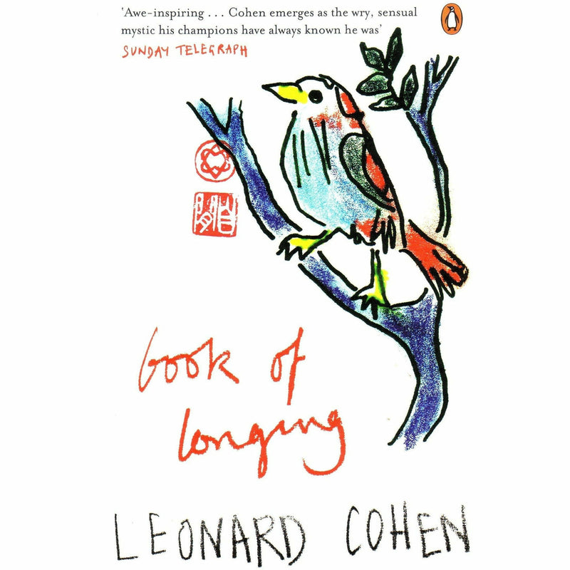 Two paperback books from Leonard Cohen's The Flame & Book of Longing collection, featuring cover art by Canongate Books/Penguin.