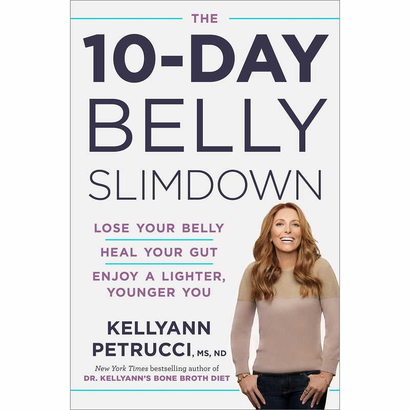 Hardcover book titled "The 10-Day Belly Slimdown" by Dr. Kellyann Petrucci, featuring the cover design and title text.