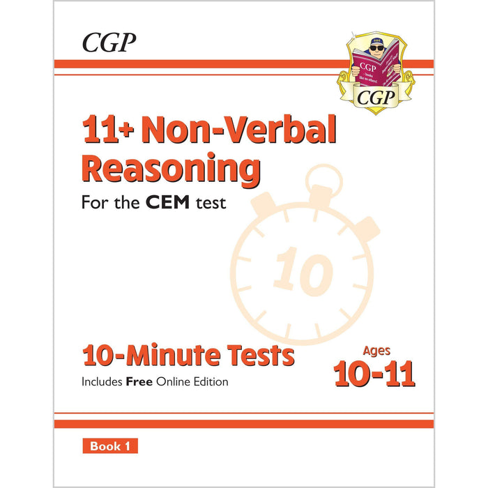 CGP CEM 11+ 10-Minute Tests Verbal, Non Verbal Reasoning, Maths Practice Book 3 Books Collection Set - The Book Bundle