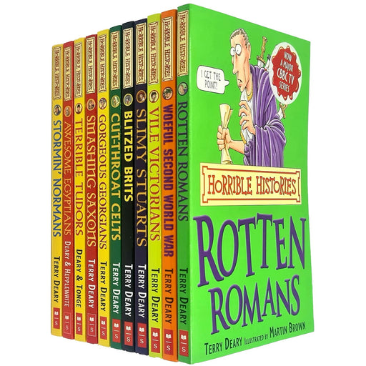 Horrible Histories Collection 11 Books Set By Terry Deary  (Rotten Romans, Woeful Second World War) - The Book Bundle