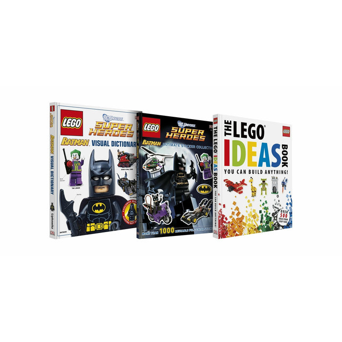 LEGO Batman bundle 3 Books Set ( Visual Dictionary, Ultimate stickers, Ideas Books) - The Book Bundle