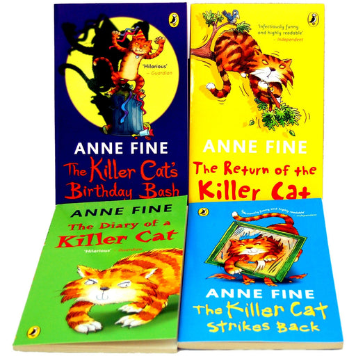 Anne Fine The Killer Cat 4 Books Collection Set (Killer Cat Strikes, Diary of a Killer Cat, Killer Cat Birthday, Return of the Killer Cat) - The Book Bundle