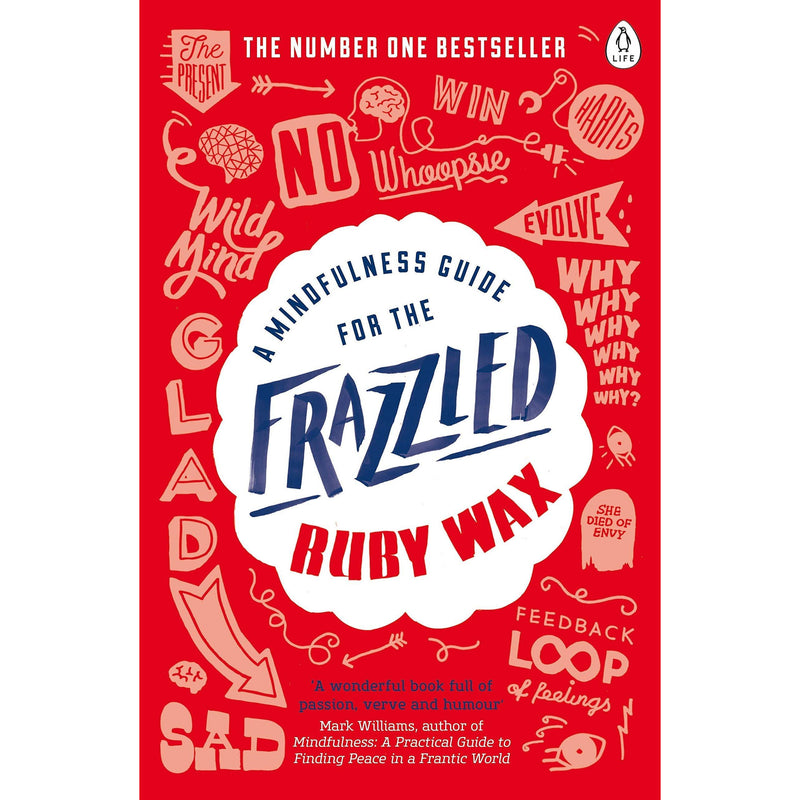 Set of three paperback books by Ruby Wax on mindfulness and mental health, including "How to Be Human," "Sane New World," and a mindfulness guide.