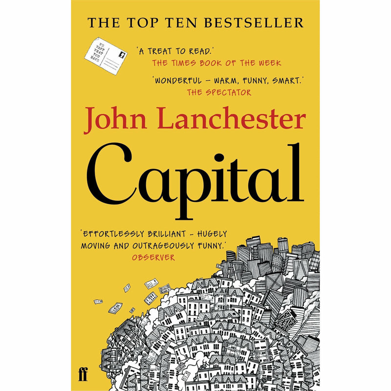 Set of four paperback fiction books by John Lanchester, including The Wall, Capital, Mr Phillips, and Fragrant Harbour, published by Faber & Faber.