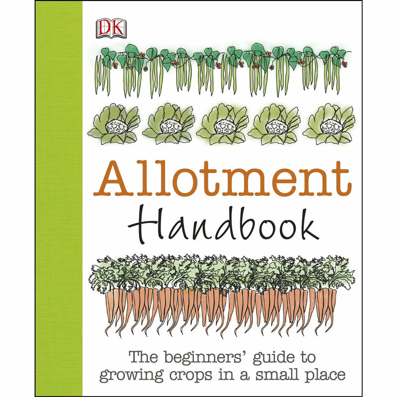 Hardcover DK Allotment Handbook with gardening tips and illustrations, ideal for amateur and seasoned allotment gardeners.