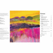 Hardcover book titled Contemporary Landscapes in Mixed Media by Soraya French, featuring colorful landscape artwork on the cover.