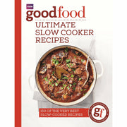 Good Food: Ultimate Slow Cooker Recipes Collection by Good Food Guides, BBC Books paperback with various slow cooker dishes.