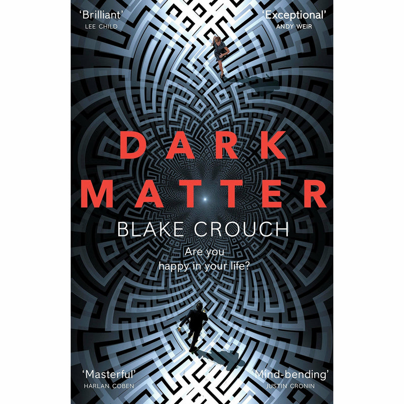 Recursion and Dark Matter by Blake Crouch, paperback science fiction books, featuring sleek book covers on a pan.