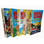 Collection of five Middle School Treasure Hunters series books by James Patterson, paperback fiction set with colorful covers.