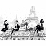 Hardcover illustrated travel guide "Paris: Through a Fashion Eye" by Megan Hess, featuring fashion-inspired Paris cityscapes.