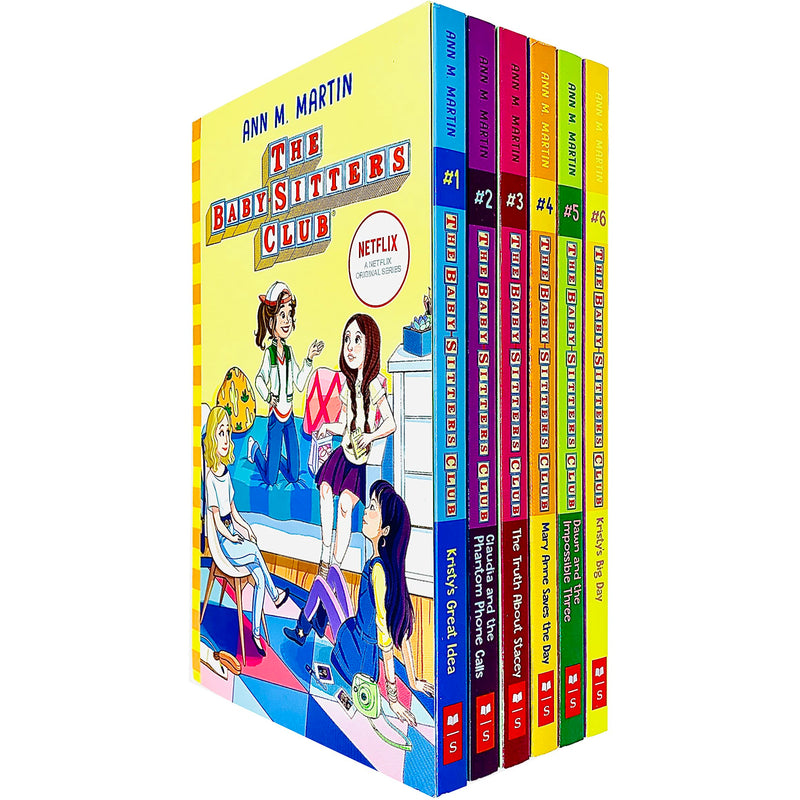 Six-book Babysitters Club collection by Ann M. Martin, featuring "Claudia and the Phantom Phone Calls" and other titles.