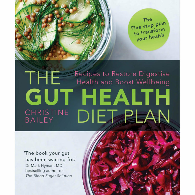Paperback of The Gut Health Diet Plan by Christine Bailey featuring colorful healthy recipes for digestive wellness.