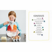 Cover of "Cool Kids Cook" book by The Book Bundle featuring colorful illustrations and a young chef preparing food.