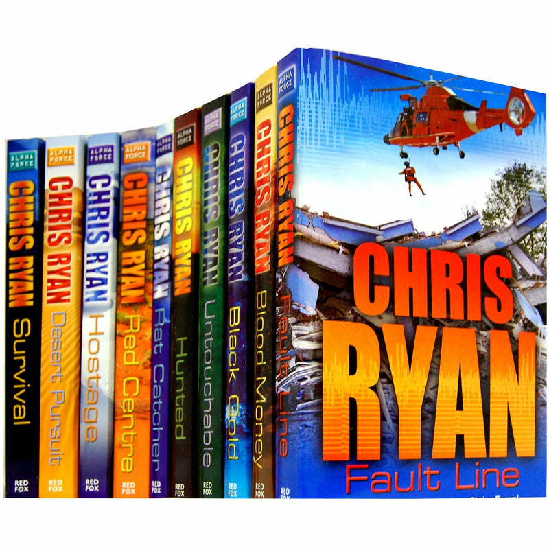 Alpha Force 10 Books collection set by Chris Ryan in paperback, featuring action and adventure stories from Red Fox.