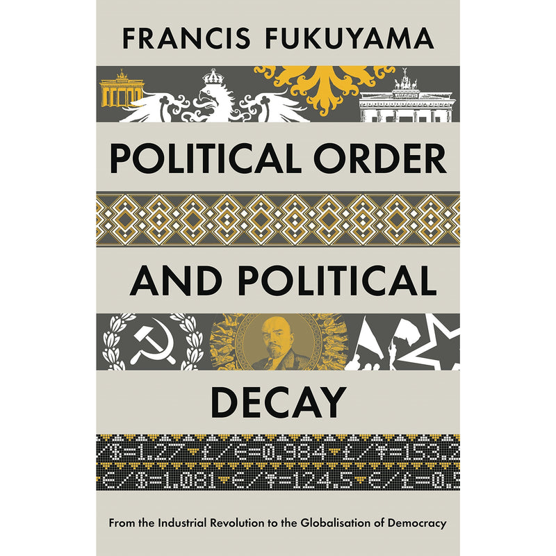 Set of three non-fiction books by Francis Fukuyama on identity and political order, featuring covers with titles and profile book design.