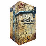 The Great Leveller Collection by Joe Abercrombie featuring paperback editions of Best Served Cold, The Heroes, and Red Country.