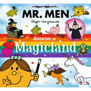 Set of nine Mr Men and Little Miss Adventures paperback books by Roger Hargreaves, featuring colorful cartoon characters.