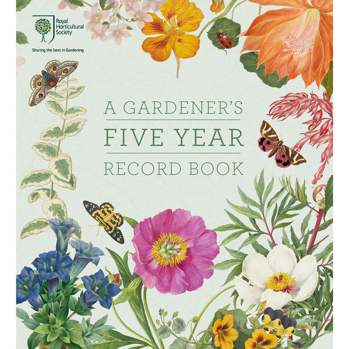RHS A Gardener's Five Year Record Book By RHS & The Essential Allotment Guide By John Harrison 2 Books Collection Set - The Book Bundle