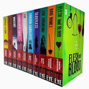 Red Eye Series 10 paperback book collection by Lou Morgan and Simon Cheshire, featuring fiction titles in a colorful box set.