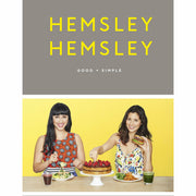 Hardcover book cover of "Good + Simple" by Jasmine and Melissa Hemsley, featuring healthy home cooking for gut health.
