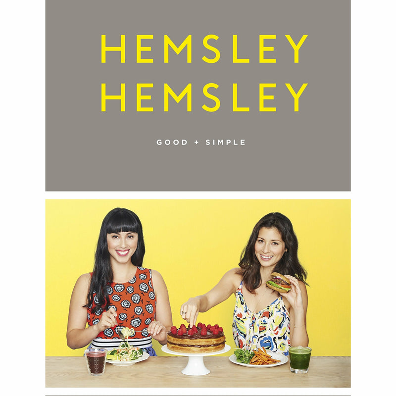 Hardcover book cover of "Good + Simple" by Jasmine and Melissa Hemsley, featuring healthy home cooking for gut health.