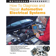 Two paperback books from Motorbooks International on automotive electrical diagnosis and welding by Tracy Martin and Todd Bridigum