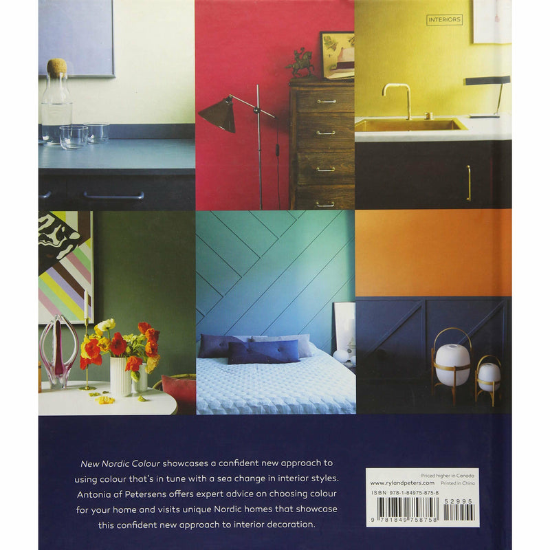 Hardcover book "Decorating With a Vibrant Modern Palette" by Antonia af Petersens, featuring colorful interior pages.