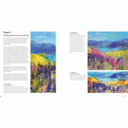 Hardcover book titled Contemporary Landscapes In Mixed Media by Soraya French, featuring colorful landscape artwork on the cover.