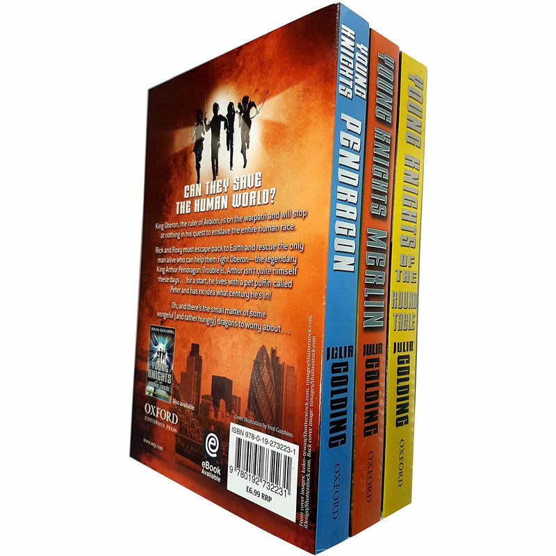 Young Knights Trilogy book set by Julia Golding, featuring three paperback fantasy novels with colorful cover art.