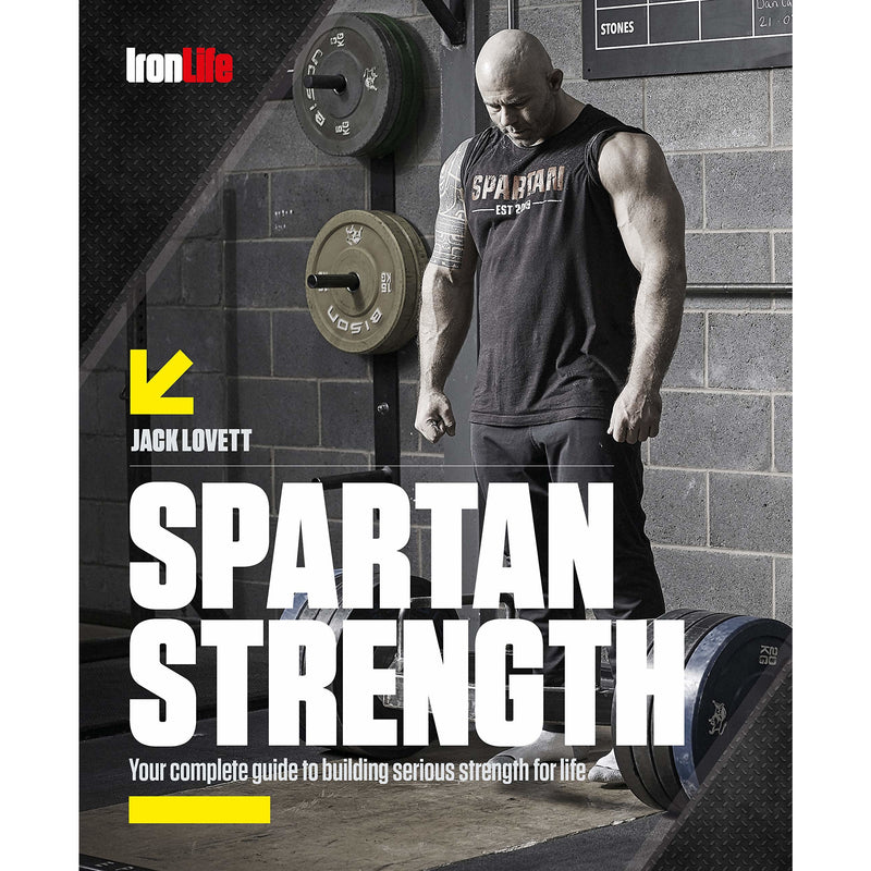 Set of three paperback cookbooks by Jack Lovett, Iota, and Neil Cooper featuring Spartan strength and bodybuilding recipes.