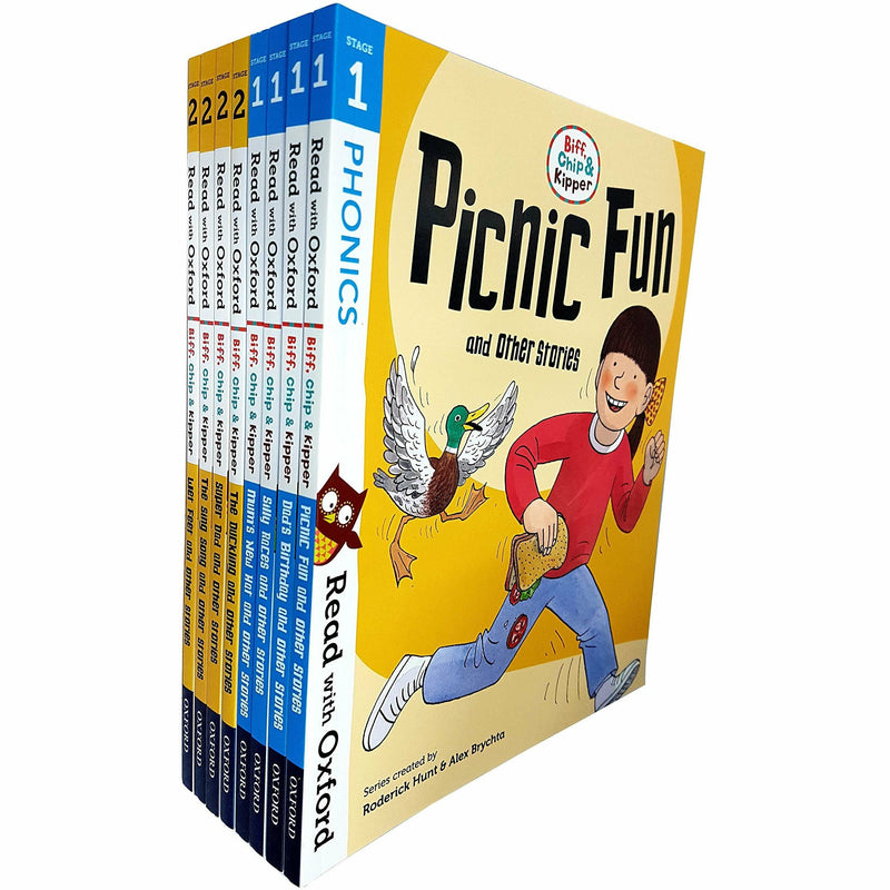 Read With Oxford Stage 1-2: Biff, Chip and Kipper Collection 8 Books Set - The Book Bundle