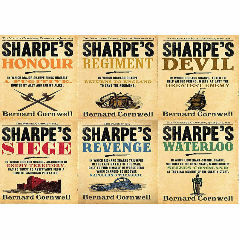 Richard Sharpe Series 6 books collection set by Bernard Cornwell, hardcover edition, featuring historical fiction by Harper Collins.