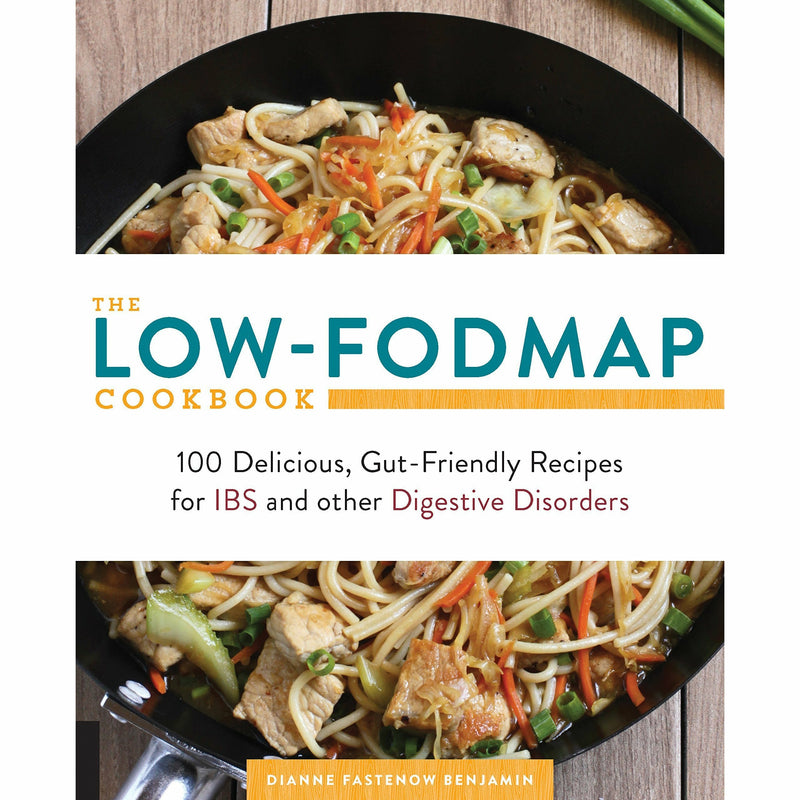 Set of five IBS elimination diet cookbooks by Harmony Books featuring low-FODMAP 28-day plan and dietary guidance, mixed formats.