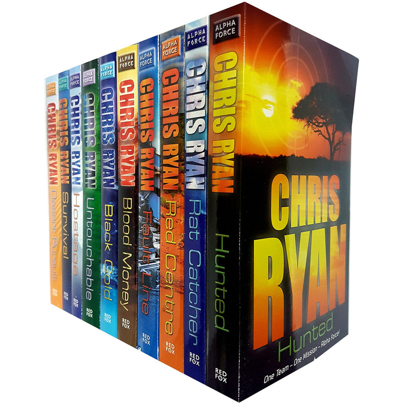 Alpha Force 10 Books collection set by Chris Ryan in paperback, featuring action and adventure fiction from Red Fox.