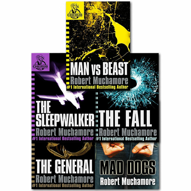 Cherub 5 Books Collection Set by Robert Muchamore, paperback fiction series, featuring colorful book covers with characters from the series.