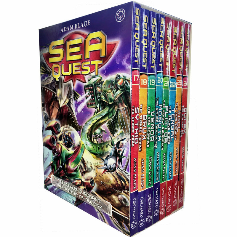 Sea Quest Series 5-8 paperback book set by Adam Blade, featuring colorful covers from the Orchard fiction collection.